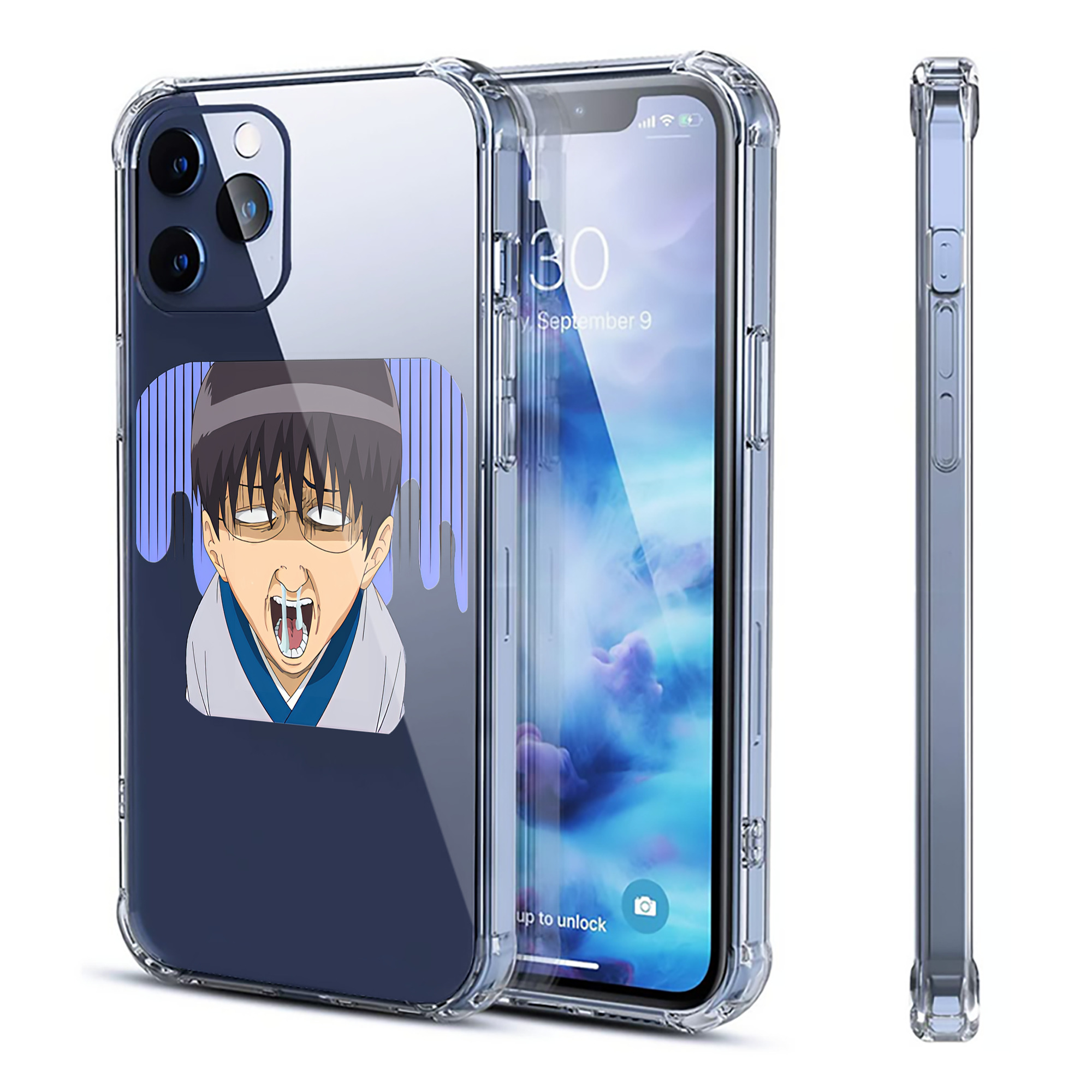 （画像用） ぎんたま 坂田銀時（さかたぎんとき） 神楽 志村新八（しむら しんぱち） GINTAMA Sakata Gintoki Kagura Shimura Shinpachi 【iPhone 12シリーズ対応】透明スマホケース（クリアソフトケース）